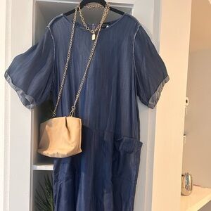 Topshop Blue Chambray Mini Dress Lightweight Casual Summer Boho Festival Dress